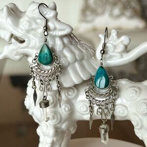 Sterling Silver, Turquoise and Quartz earrings